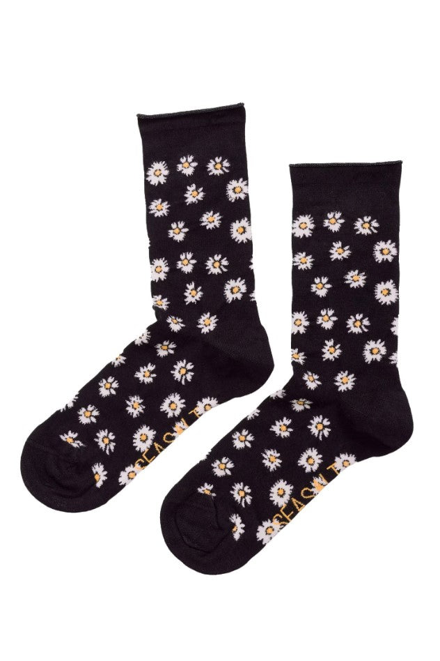 Sea Salt - Womens Bamboo Arty Socks in Daisy Onyx