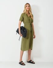 Load image into Gallery viewer, Crew Clothing - Delilah Double Cloth Dress in Oil Green
