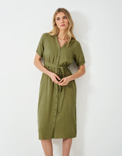 Load image into Gallery viewer, Crew Clothing - Delilah Double Cloth Dress in Oil Green
