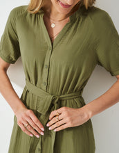 Load image into Gallery viewer, Crew Clothing - Delilah Double Cloth Dress in Oil Green
