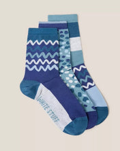 Load image into Gallery viewer, White Stuff - 3 Pack Squiggle Ankle Socks
