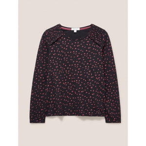 White Stuff - Ana Smock Shoulder Top - Black Print