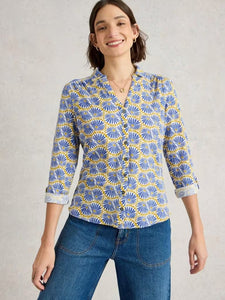 White Stuff - Annie Jersey Shirt in White Print