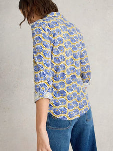 White Stuff - Annie Jersey Shirt in White Print