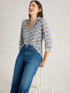 White Stuff - Annie Jersey Shirt in White Print