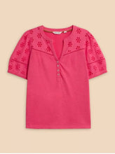 Load image into Gallery viewer, White Stuff - Bella Broderie Mix Top - Mid Pink
