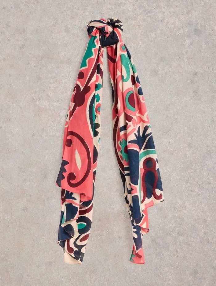 White Stuff - Calypso Carnival Printed Scarf in Pink Multi