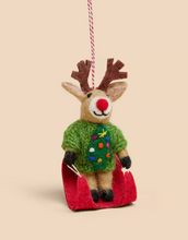 Load image into Gallery viewer, White Stuff - Sleighing Reindeer Hanging Decoration
