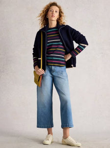 White Stuff - Clara Stripe Long Sleeve Tee in Navy Multi