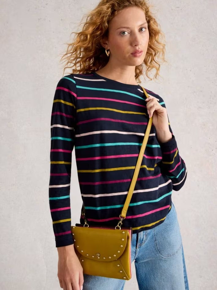 White Stuff - Clara Stripe Long Sleeve Tee in Navy Multi