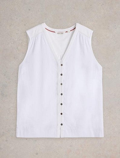 White Stuff - Delilah Button Top in Brilliant White