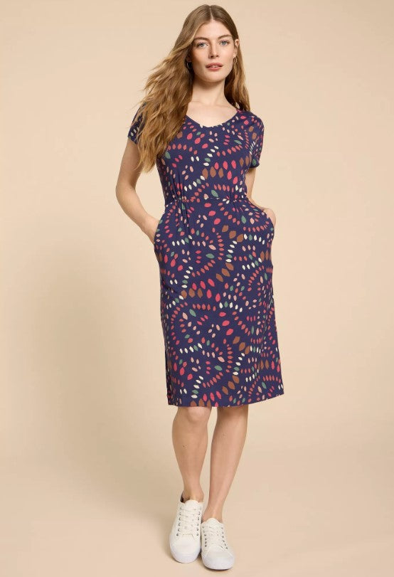 White Stuff - Tallie Eco Vero Jersey Dress - Navy Print