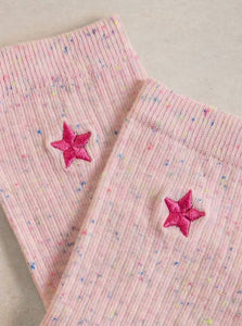 White Stuff - Embroidered Nep Ankle Sock in Light Pink