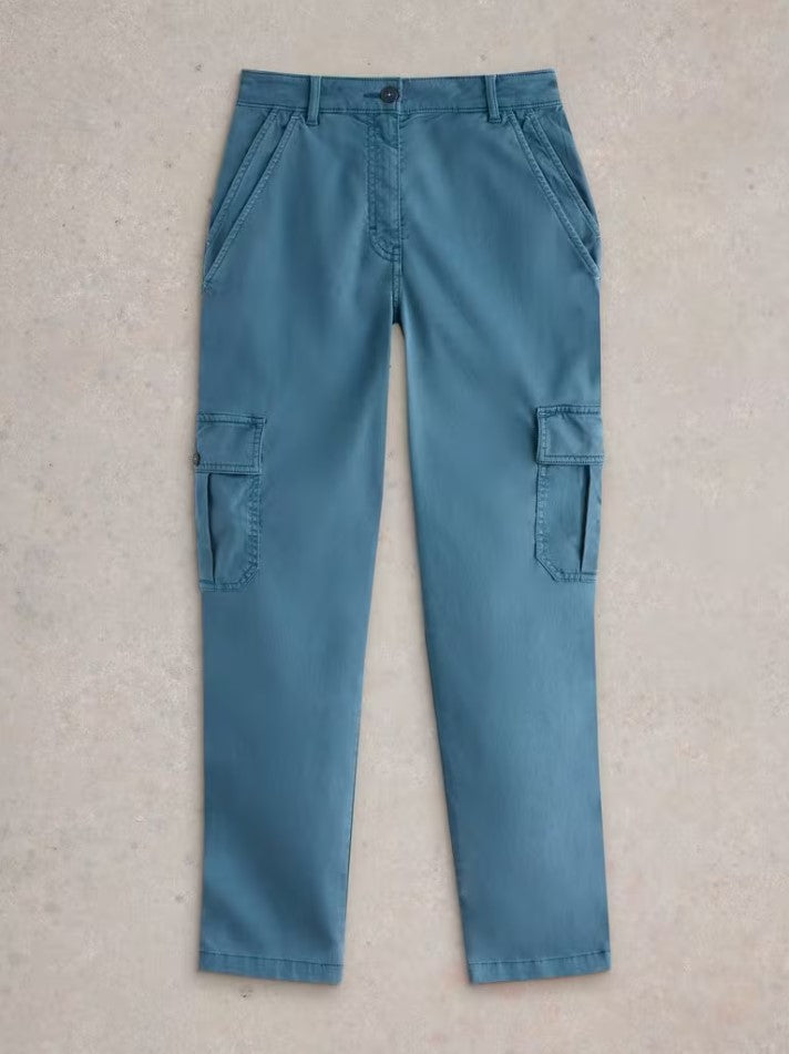 White Stuff - Everleigh Cargo Trousers in Mid Blue