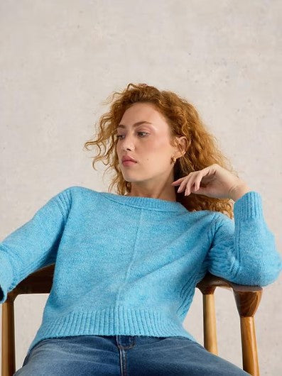 White Stuff - Fluffy Boxy Jumper in Bright Blue