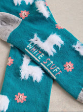 Load image into Gallery viewer, White Stuff - Fluffy Llama Ankle Sock in Bright Teal
