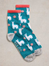 Load image into Gallery viewer, White Stuff - Fluffy Llama Ankle Sock in Bright Teal
