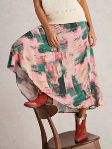 White Stuff - Hope Bias Maxi Skirt in Pink Multi