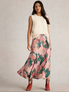 White Stuff - Hope Bias Maxi Skirt in Pink Multi