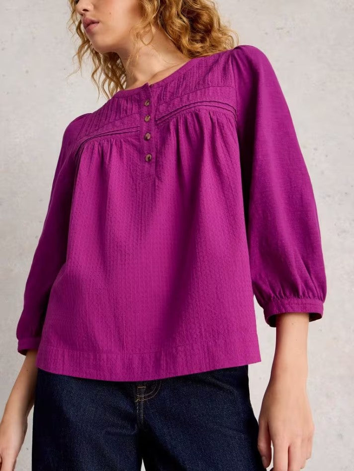 White Stuff - Isla 3/4 Top in Dark Plum