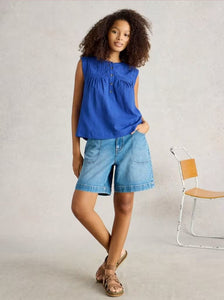 White Stuff - Isla Mix Top in Bright Blue