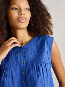 White Stuff - Isla Mix Top in Bright Blue