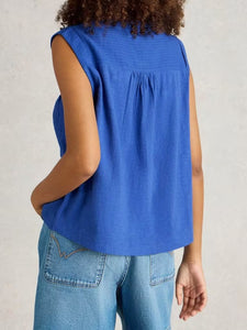 White Stuff - Isla Mix Top in Bright Blue