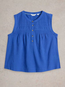 White Stuff - Isla Mix Top in Bright Blue