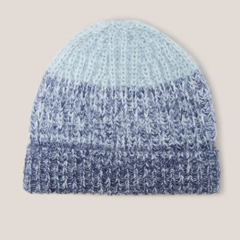 White Stuff - Knitted Ombre Beanie - Mid Blue