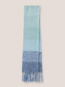 White Stuff - Knitted Ombre Scarf Blue Multi