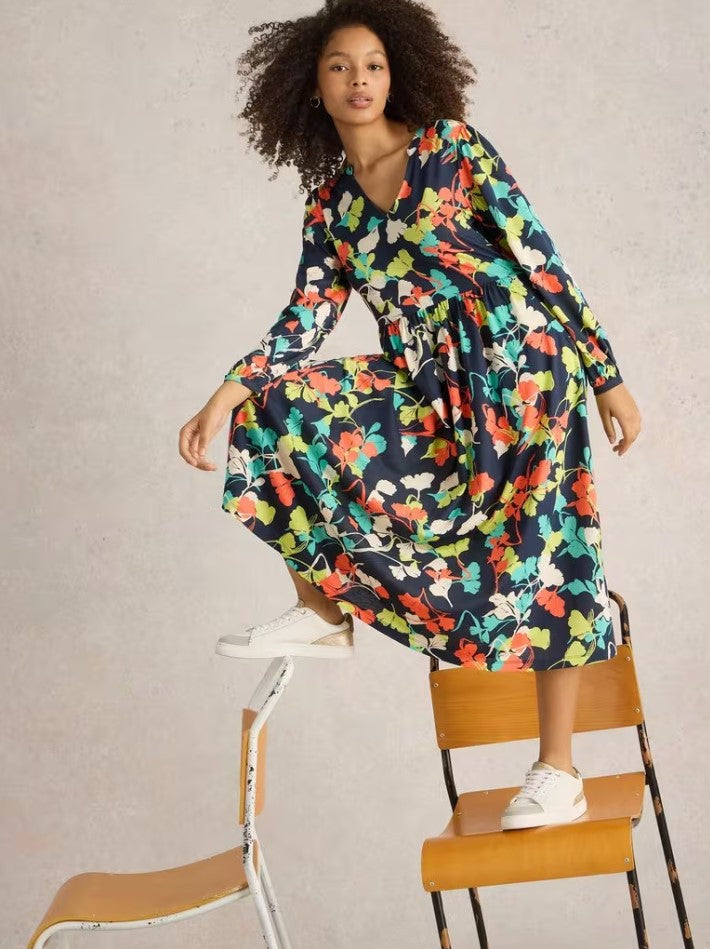 White Stuff - Leah Jersey Dress in Navy Multi