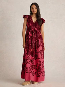 White Stuff - Lorna Linen Blend Maxi Dress in Red Multi