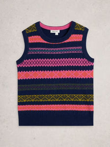 White Stuff - Lottie Fairisle Tank in Navy Multi