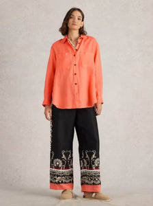 White Stuff - Lydia Linen Shirt in Bright Orange