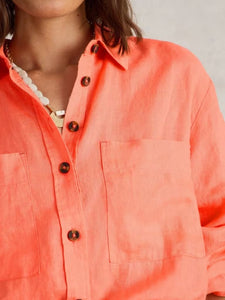 White Stuff - Lydia Linen Shirt in Bright Orange