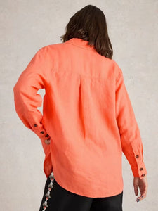 White Stuff - Lydia Linen Shirt in Bright Orange