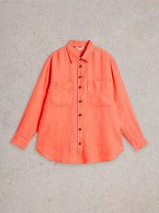 White Stuff - Lydia Linen Shirt in Bright Orange