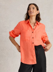 White Stuff - Lydia Linen Shirt in Bright Orange