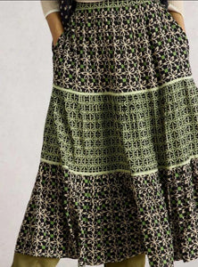 White Stuff - Mabel Mixed Print Skirt in Black Print