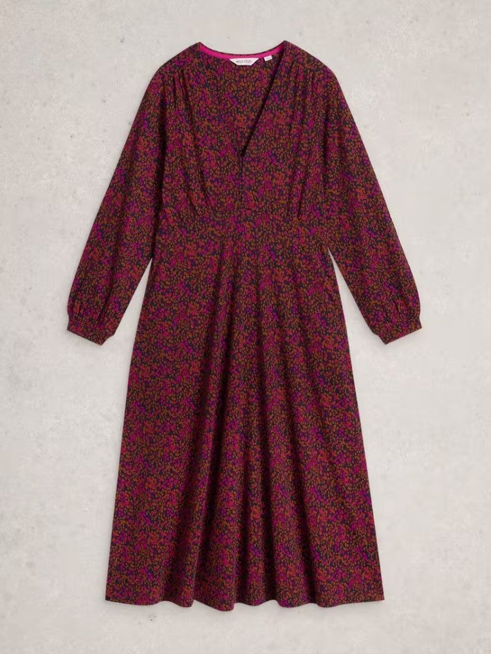 White Stuff - Megan Jersey Dress in Pink Multi