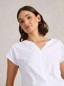 White Stuff - Nelly Embroidered Tee in Brilliant White