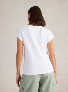 White Stuff - Nelly Embroidered Tee in Brilliant White