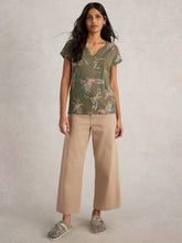Load image into Gallery viewer, White Stuff - Nelly Notch Neck Tee in Green Print
