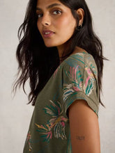 Load image into Gallery viewer, White Stuff - Nelly Notch Neck Tee in Green Print
