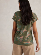 Load image into Gallery viewer, White Stuff - Nelly Notch Neck Tee in Green Print
