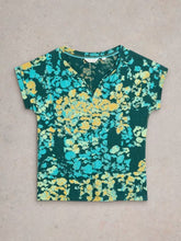 Load image into Gallery viewer, White Stuff - Nelly Notch Neck Tee in Green Print
