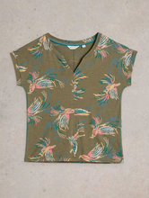 Load image into Gallery viewer, White Stuff - Nelly Notch Neck Tee in Green Print
