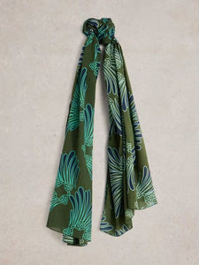 White Stuff - Organic Cotton Versatile Scarf in Green Print