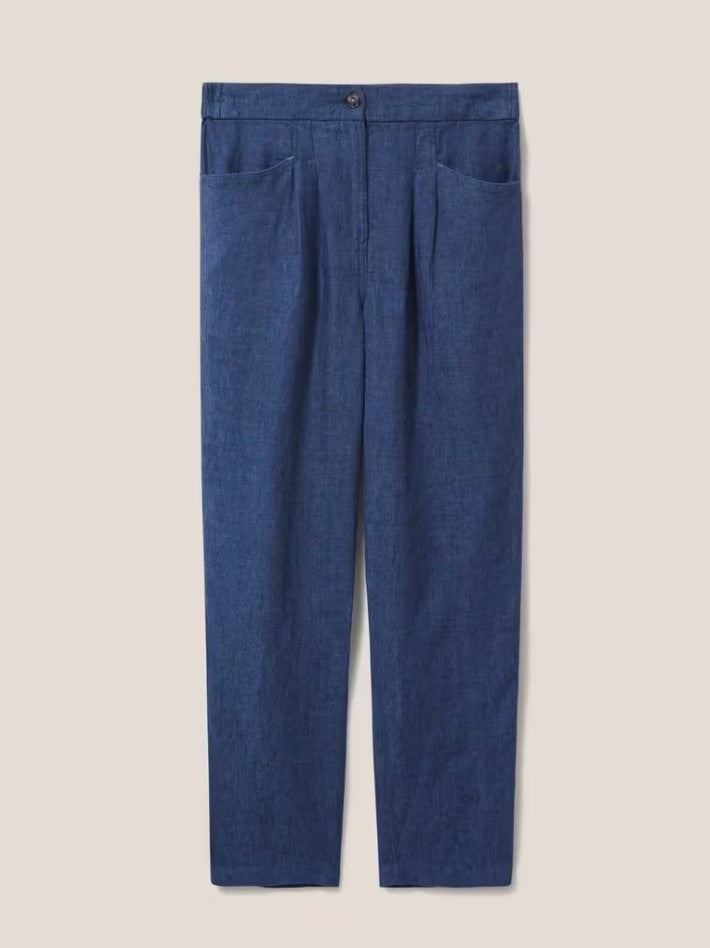 White Stuff - Rowena Linen Trousers in Dark Navy