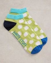 Load image into Gallery viewer, White Stuff - Wonky Spot Trainer Sock in Bright Green
